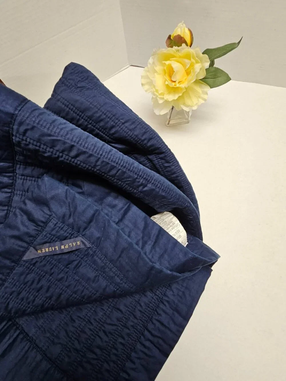 Ralph Lauren Home Dark Navy Blue Quilted Greenwich Quilt Coverlet + 2 Euro Shams